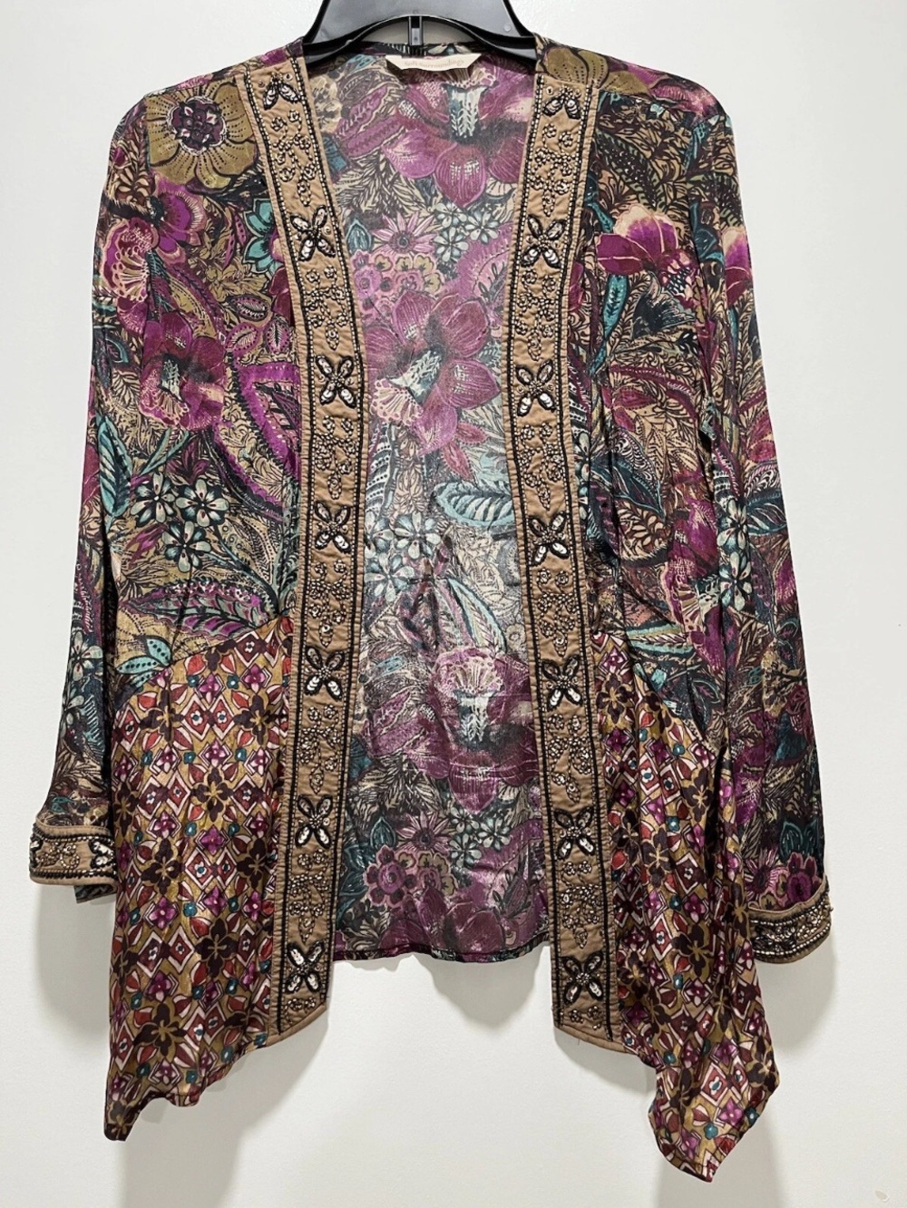 Soft Surroundings Hand Beaded Sequin Kimono Petite Small Women’s Elegant Floral